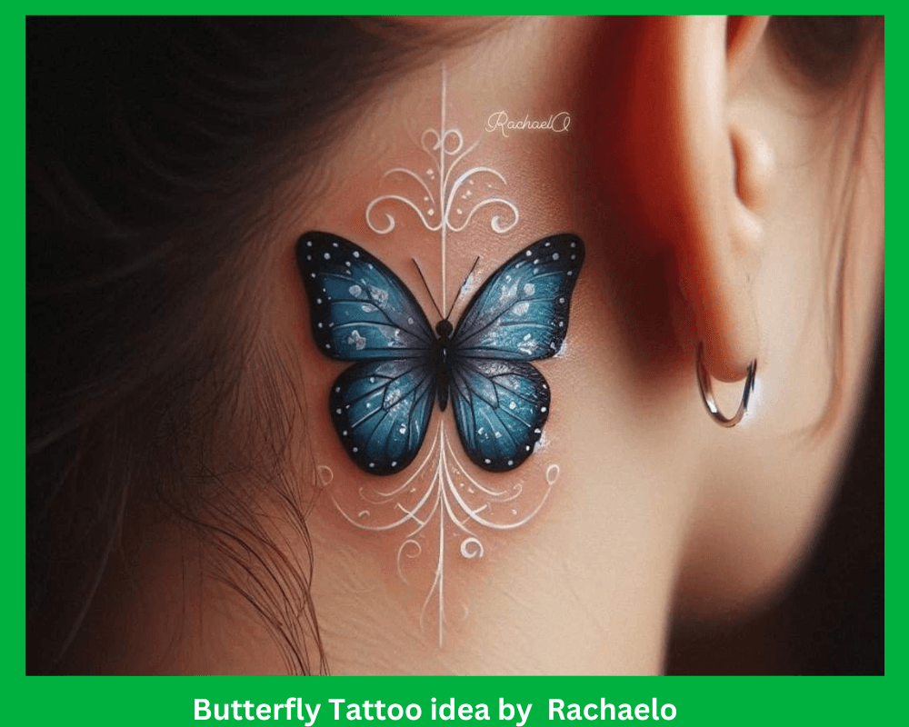 Neck tattoo butterfly