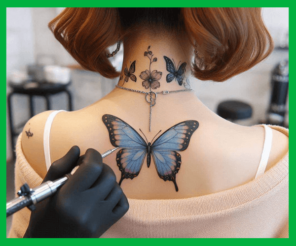neck tattoo butterfly